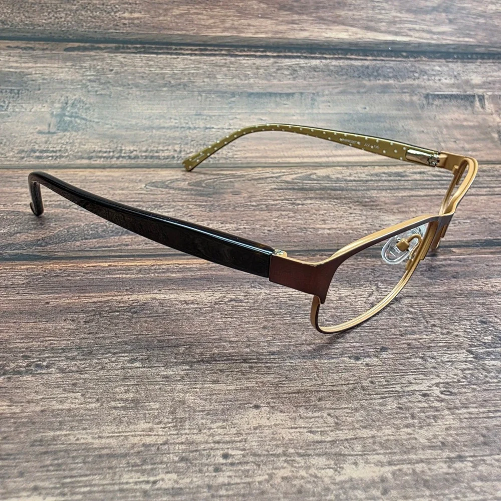 Kate Spade Ambrosette JUV Brown Gold Polka Dot Eyeglasses Frames 50-17-135
